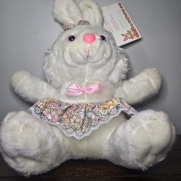 White Plush Bunny Rabbit Stuffed Animal Detachable Skirt Hard Eyes & Nose *READ* - Picture 3 of 15